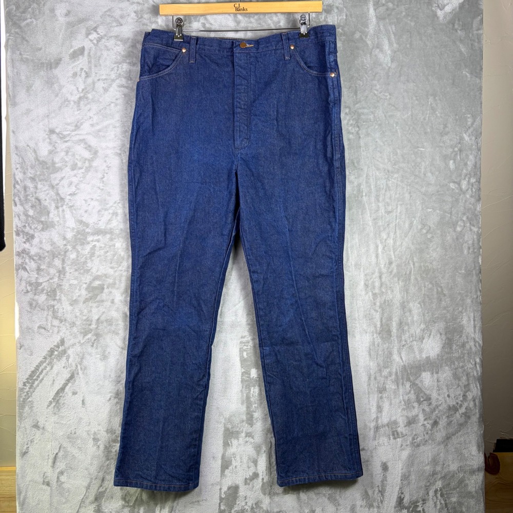 Wrangler Jeans Blue Denim 42x32 Mens Cowboy Cut Slim Fit 936DEN Workwear Casual